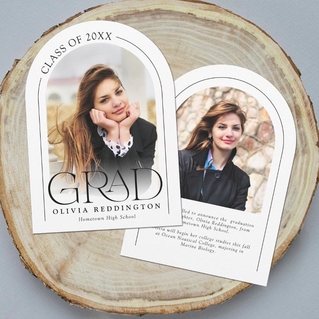 Modern Minimal Båge 2 Foto Examen Annonsering Inbjudningar (Skapare uppladdad)