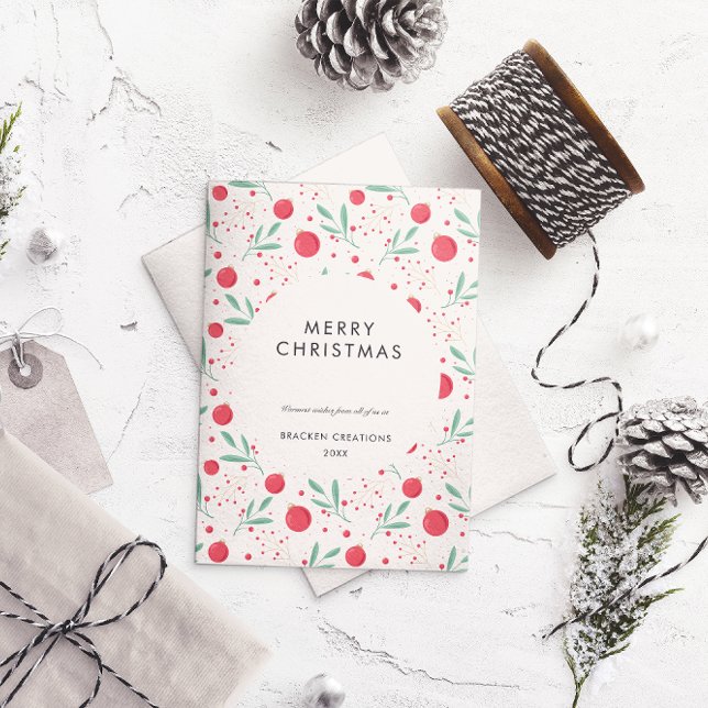 Modern minimal Bauble Mönster Corporate-jul Julkort (Skapare uppladdad)