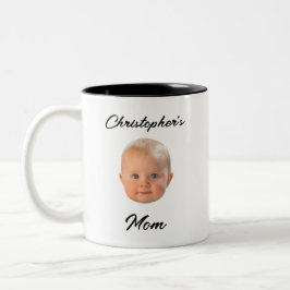 Modern Minimal Bebis Ansikte Svart Skrift Mamma Pr Två-Tonad Mugg