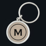 Modern Minimal Beige Black Monogram Rund Silverfärgad Nyckelring<br><div class="desc">Personlig Modern Minimal Monogrammed Keychain Monogram Initial Beige Black. Perfekt som helgdag,  familjeåterförening är en tjänst,  tack för marskalkar och gåva för särskilda tillfällen.</div>