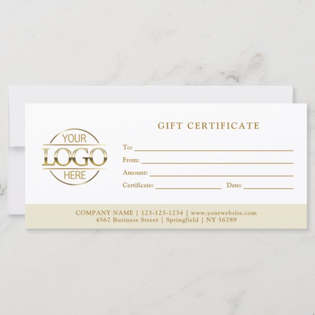 Modern Minimal Beige Business Logo Gift Card (Framsida)
