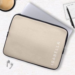 Modern Minimal Beige Personlig Namn Laptop Fodral