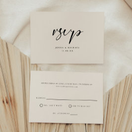 Modern Minimal Beige Script Bröllop OSA Kort