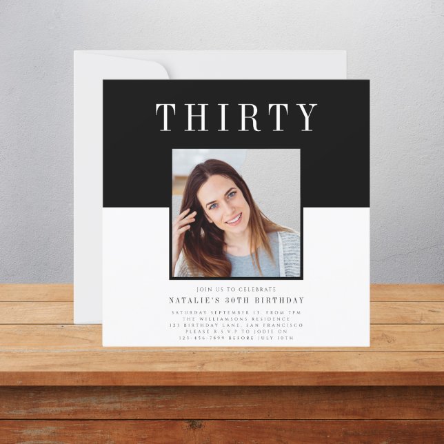 Modern minimal bild 30års födelsedag inbjudningar (Skapare uppladdad)