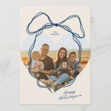 Modern Minimal Blå Båge Hjärta Familjefoto