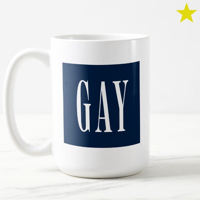 Modern Minimal Blå HBT Stolt 90s Logo Kaffemugg (Skapare uppladdad)