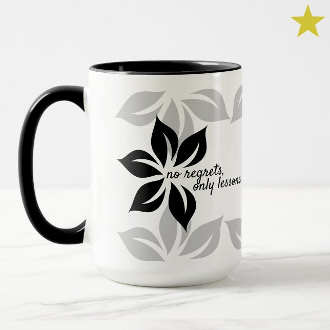 Modern Minimal Black Flowers Motivational Phrase Mugg (Skapare uppladdad)