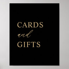 Modern Minimal Black Guld Bröllopskort och gåvor Poster