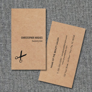 Modern minimal Black Scissor Kraft Papper Hair Visitkort