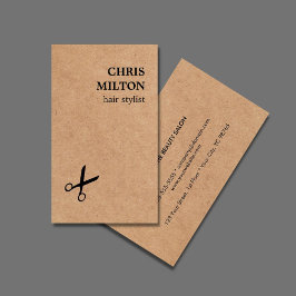 Modern minimal Black Scissor Kraft Papper Hair Visitkort