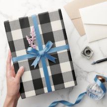 Modern Minimal Black White Gingham Plaid Pattern