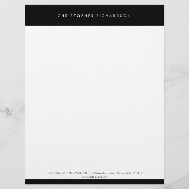 MODERN & MINIMAL Black/White Letterhead Brevhuvud (Framsida)