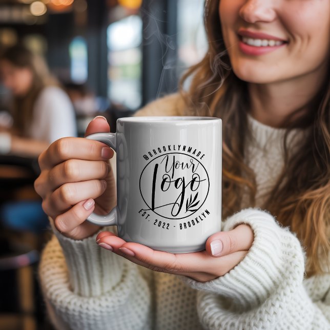 Modern Minimal black Your Logo Social Business Kaffemugg (Modern Minimal black Your Logo Social Business Coffee Mug)