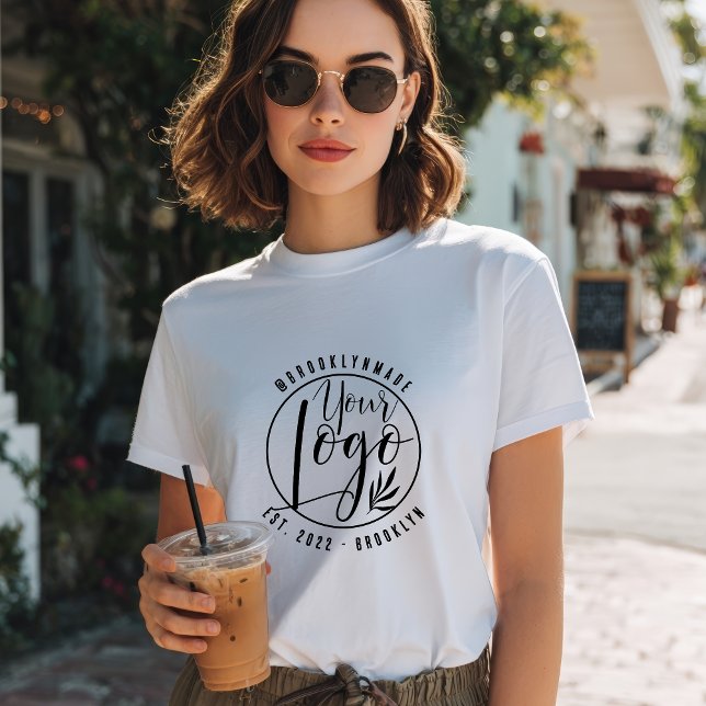 Modern Minimal black Your Logo Social Business T Shirt (Modern Minimal black Your Logo Social Business T-Shirt)