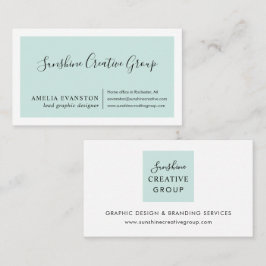 Modern Minimal bladblå Grönt Visitkort