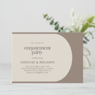 Modern minimal Blockbrun Förlovningsfest i Färg Inbjudningar