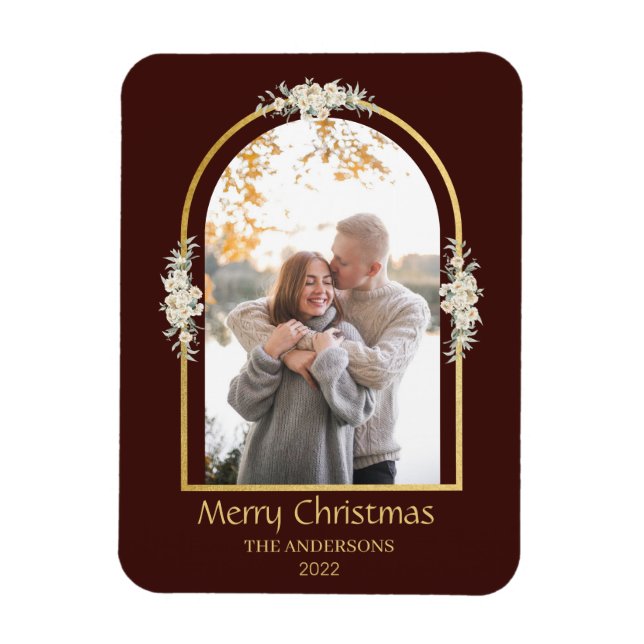 Modern minimal Blommigt Arch Photo Brown Magnet (Vertikal)