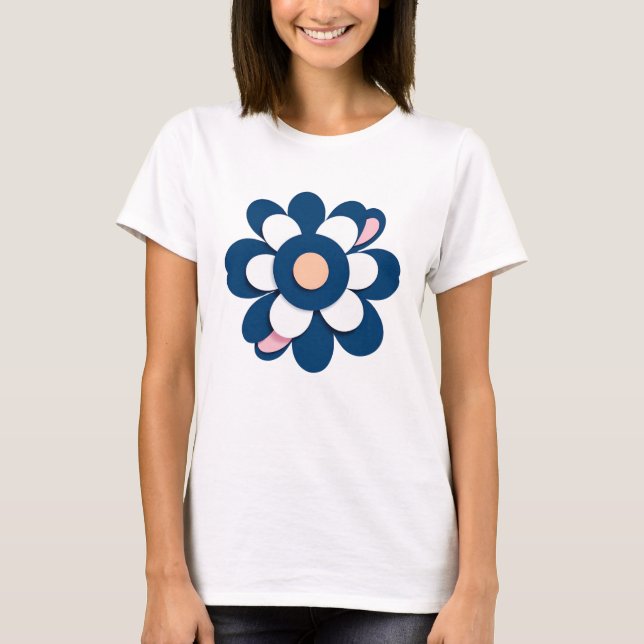 Modern minimal Blommigt Art T Shirt (Framsida)