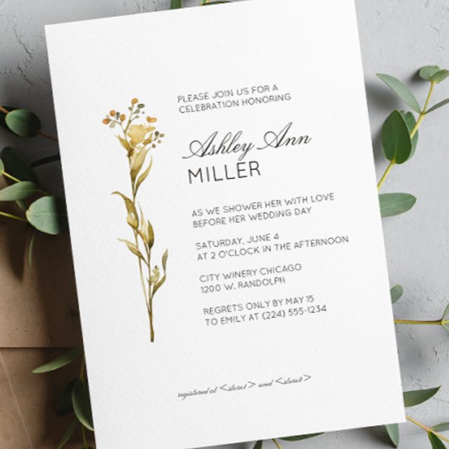 Modern minimal Blommigt, detaljinformation om Bröl Inbjudningar (Skapare uppladdad)