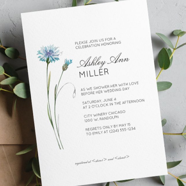 Modern minimal Blommigt, detaljinformation om Bröl Inbjudningar (Skapare uppladdad)