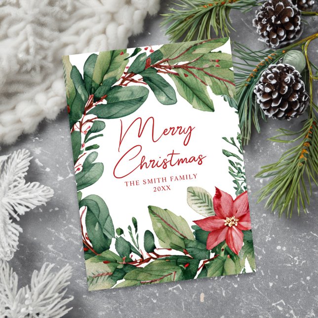 Modern Minimal Blommigt Wandement God jul Julkort (Skapare uppladdad)