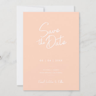 Modern Minimal Blomskrift Foto Bröllop Spara Datum Datumet