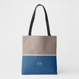 Modern Minimal Blue Monogram Initialer Tygkasse