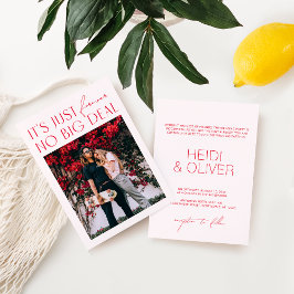 Modern Minimal Blush Rosa Digital Foto Bröllop I Inbjudningar