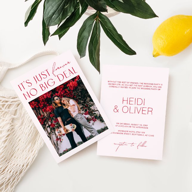 Modern Minimal Blush Rosa Digital Foto Bröllop I Inbjudningar (Skapare uppladdad)