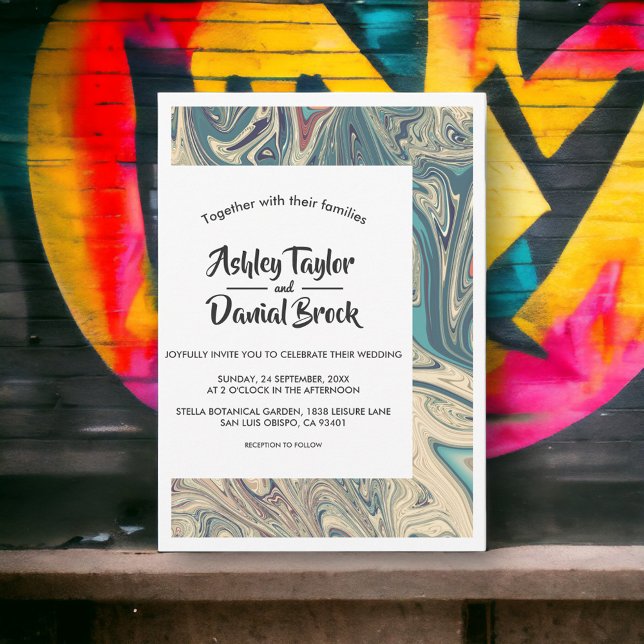Modern minimal bohemisk jordisk Abstrakt Bröllop Inbjudningar (Skapare uppladdad)