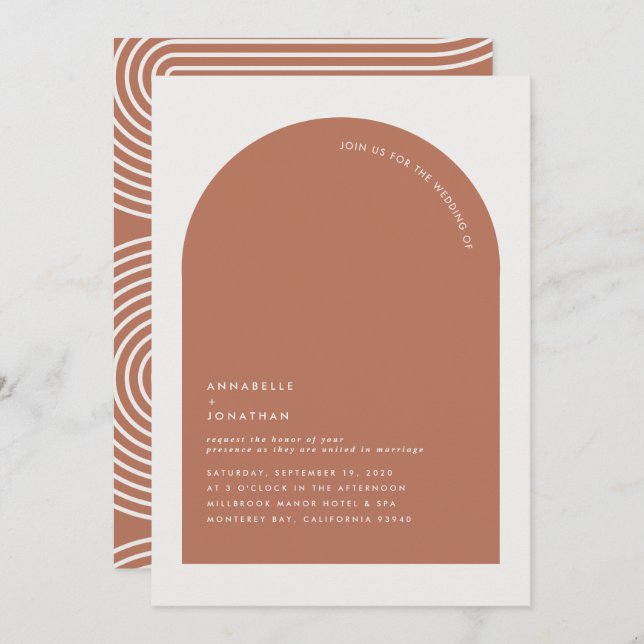 Modern minimal bohemisk rastteracotta-geometri (Fram/baksida)