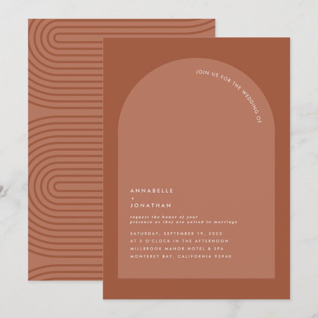 Modern minimal bohemisk rastteracotta-geometri (Fram/baksida)