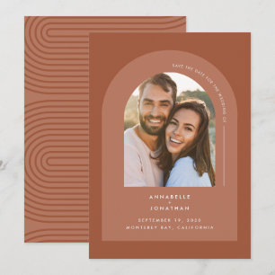 Modern minimal bohemisk terracotta geometrisk båge