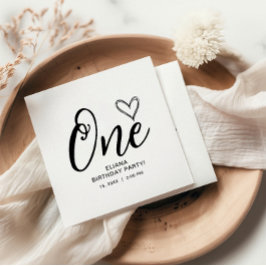 Modern Minimal Boho 1:a födelsedag Pappersservett