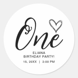 Modern Minimal Boho 1:a födelsedag Runt Klistermärke