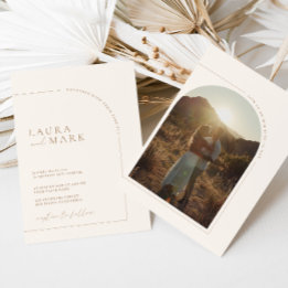 Modern minimal Boho Arch Photo Bröllop Inbjudningar