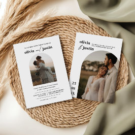 Modern minimal Boho Arch Photo Bröllop Inbjudningar