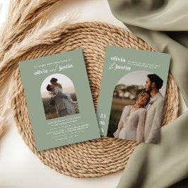 Modern minimal Boho Arch Photo Bröllop Inbjudningar