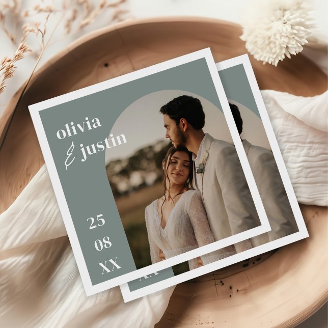 Modern minimal Boho Arch Photo Bröllop Pappersservett (Skapare uppladdad)