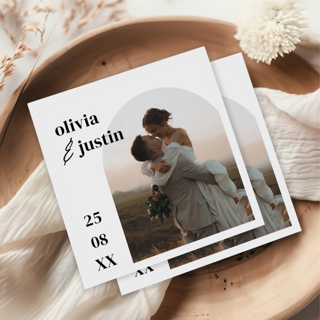 Modern minimal Boho Arch Photo Bröllop Pappersservett (Skapare uppladdad)