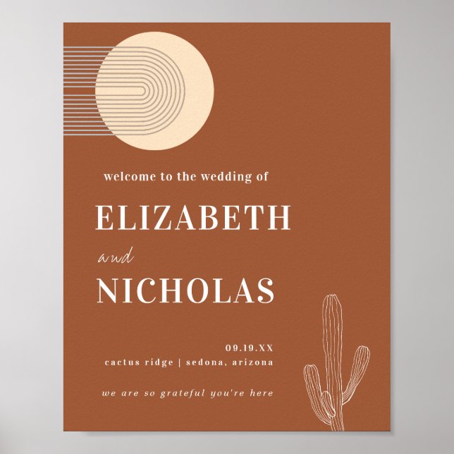 Modern Minimal Boho Desert | Terra Cotta Välkommen Poster (Framsidan)