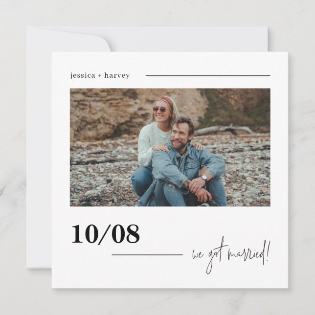Modern Minimal Boho Photo Elopement Notice Inbjudningar (Framsida)