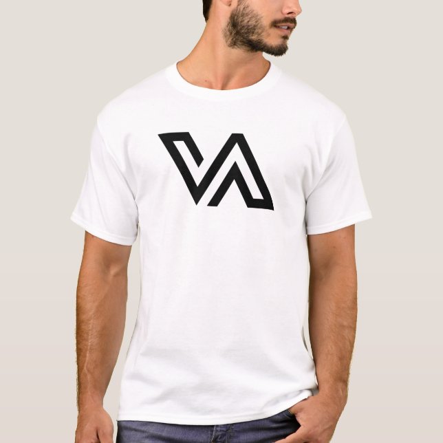 Modern Minimal Bokstav VA Monogram T Shirt (Framsida)