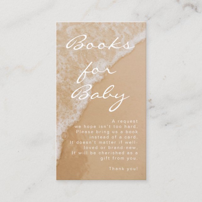Modern Minimal Books For Baby Beach Baby Shower Tilläggskort (Framsida)