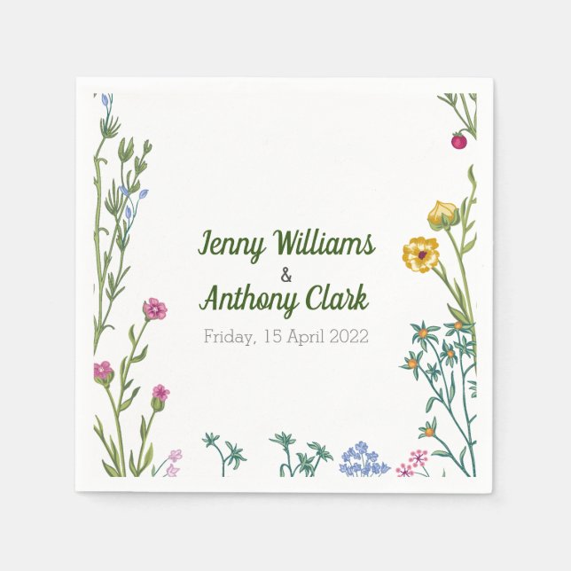 Modern minimal botanisk Blommigt Pappersservett (Framsidan)