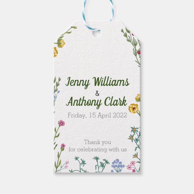 Modern minimal botanisk Blommigt Presentetikett (Framsidan)