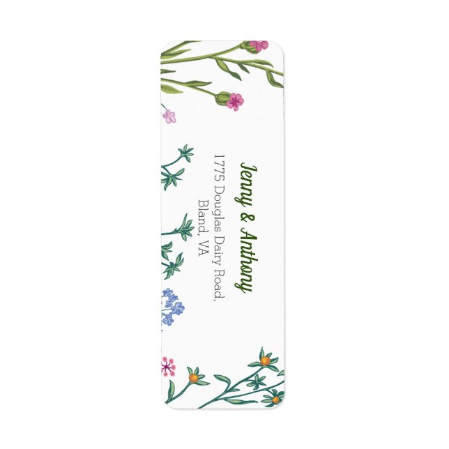 Modern minimal botanisk Blommigt Returadress Etikett (Framsidan)