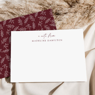 Modern minimal botanisk Personlig av Merlot-typ Anteckningskort