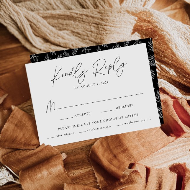 Modern minimal botaniskt svart måltid OSA kort (Skapare uppladdad)