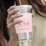Modern Minimal Bride | Personalized Future Mrs Take Away Mugg<br><div class="desc">Celebrate the bride-to-be in style with this Modern Minimal Bride Tumbler | Personalized Future Mrs. Gift. Featuring soft blush pink tones, bold initials, and elegant script that says “the Bride” along with a customizable name, this chic tumbler is a must-have for bridal showers, bachelorette parties, or engagement celebrations. Its clean...</div>